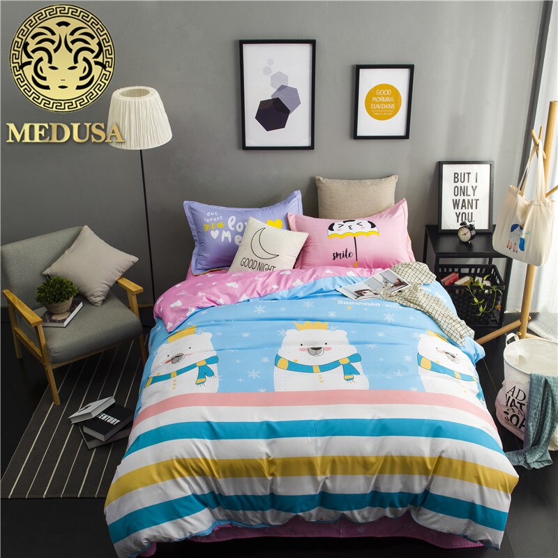 ޵λ 2017 ǰ л /  ħ Ʈ ŷ ??  ̱  ħ Ʈ Ʈ/Medusa 2017 new bear boys/girls bedding set king queen double single size bed linen set